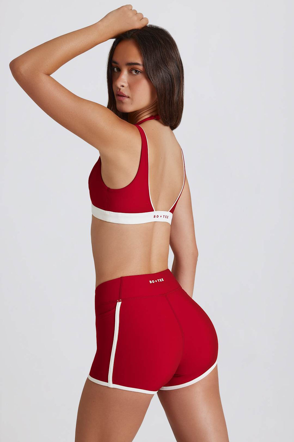 Soft Active Contrast Mini Shorts in Dark Red
