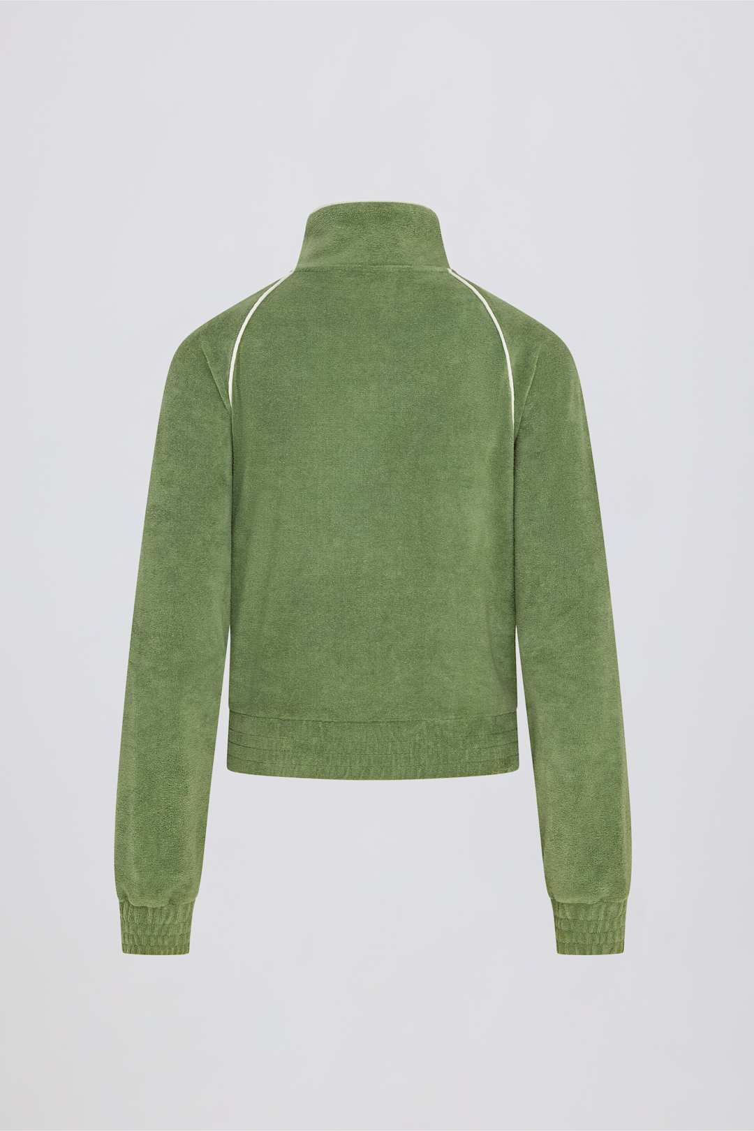 Terry Towelling Zip-Up Cropped Sweatshirt in Ivory