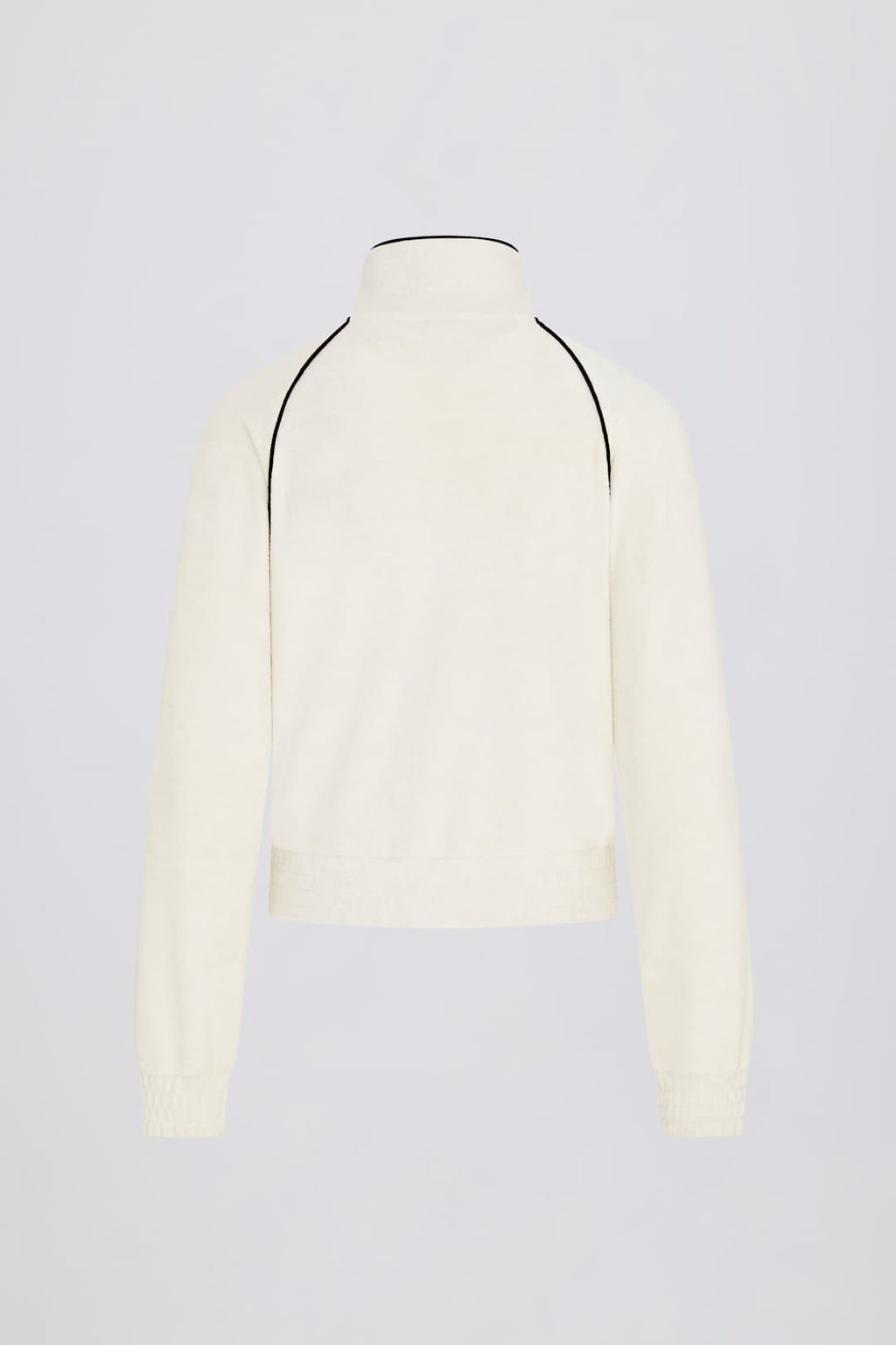 Terry Towelling Zip-Up Cropped Sweatshirt in Ivory