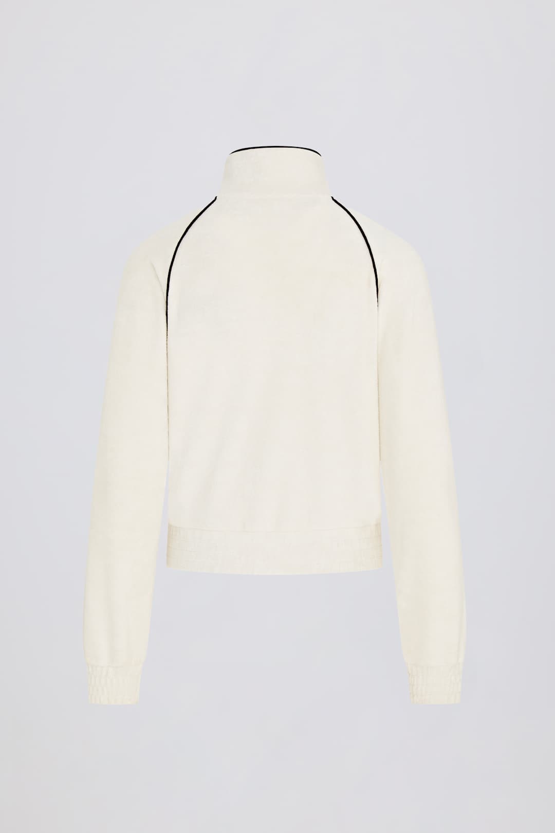 Terry Towelling Zip-Up Cropped Sweatshirt in Ivory