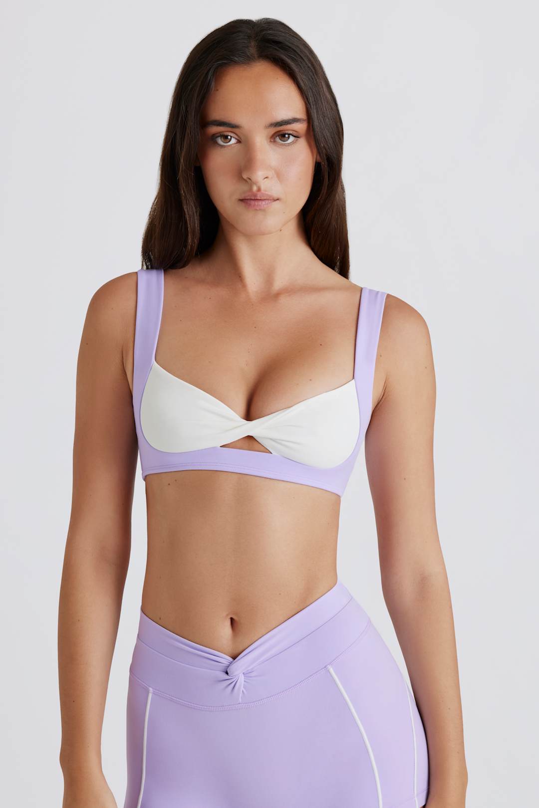 Soft Active Twist-Front Sports Bra in Lemon