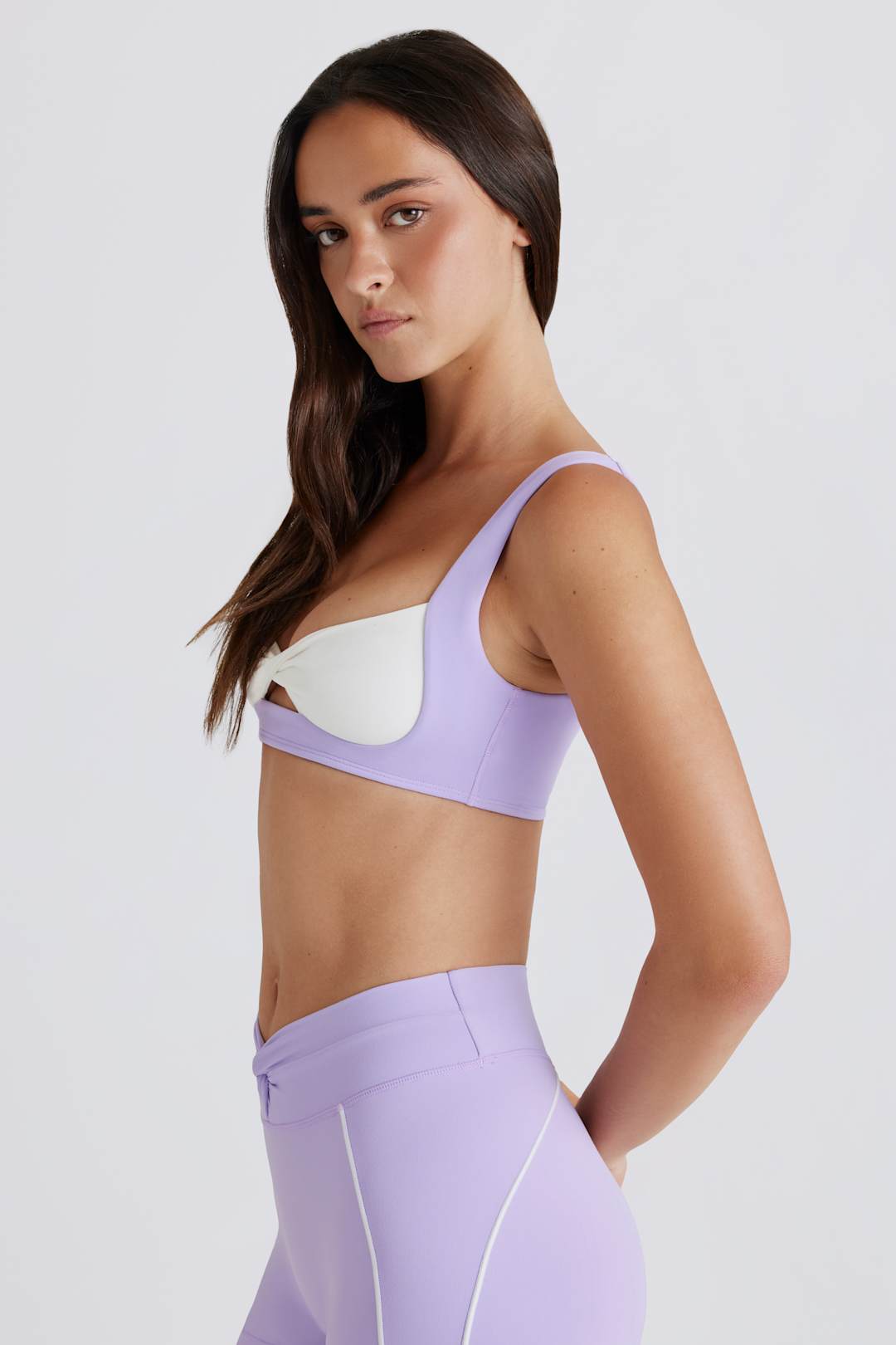 Soft Active Twist-Front Sports Bra in Lemon