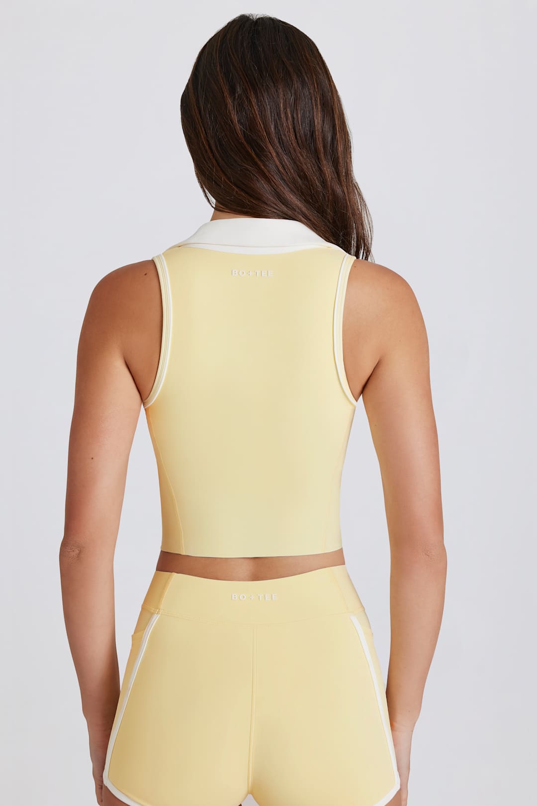 Soft Active Polo Crop Top in Ivory