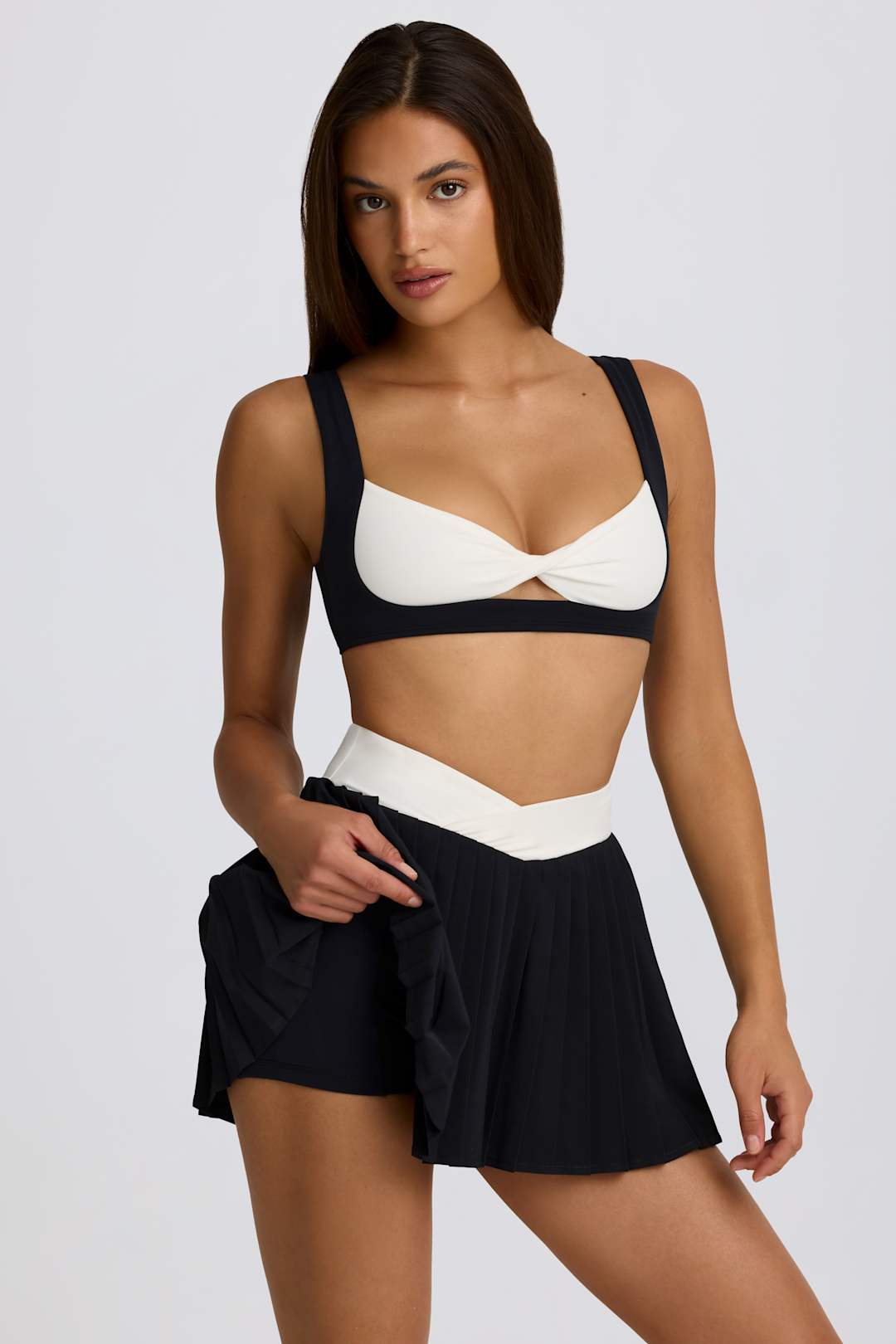 Soft Active Crossover Pleated Mini Skort in Lemon