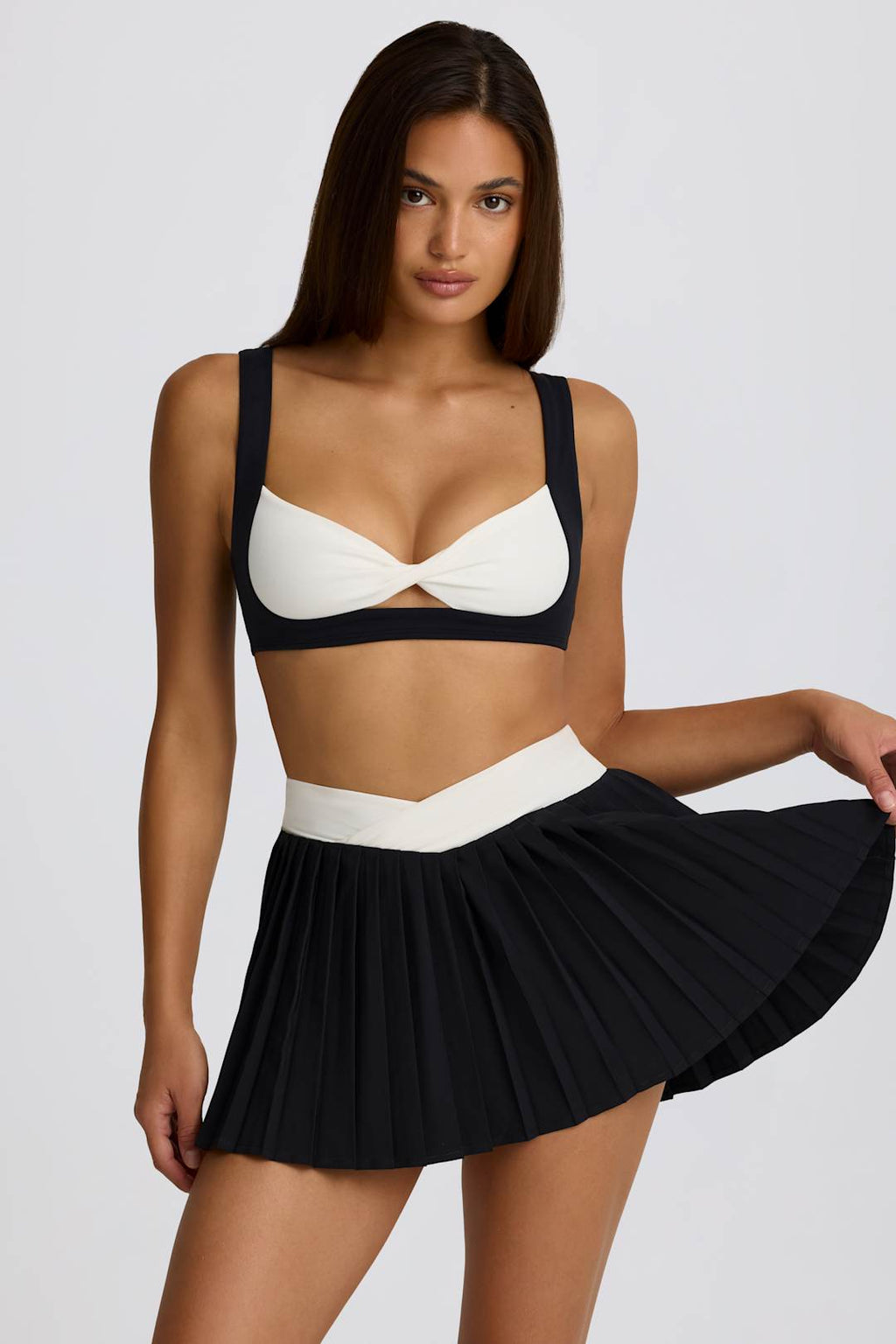 Soft Active Crossover Pleated Mini Skort in Lemon
