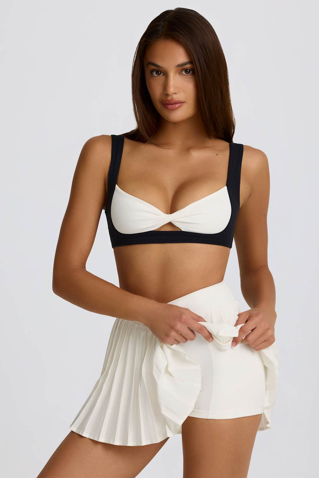 Soft Active Crossover Pleated Mini Skort in Lemon