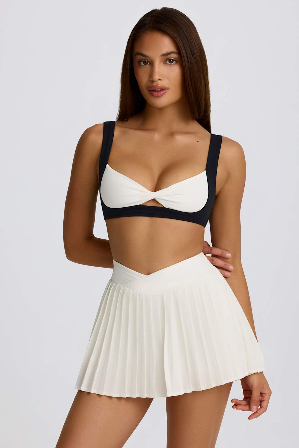 Soft Active Crossover Pleated Mini Skort in Lemon