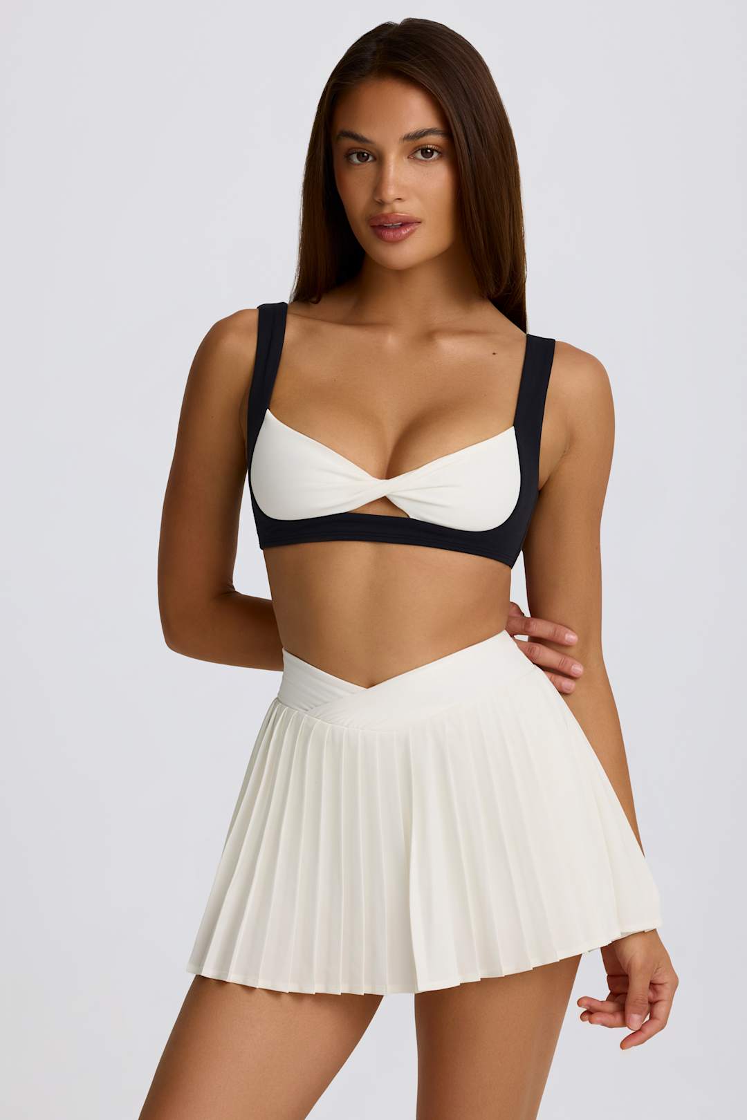 Soft Active Crossover Pleated Mini Skort in Lemon