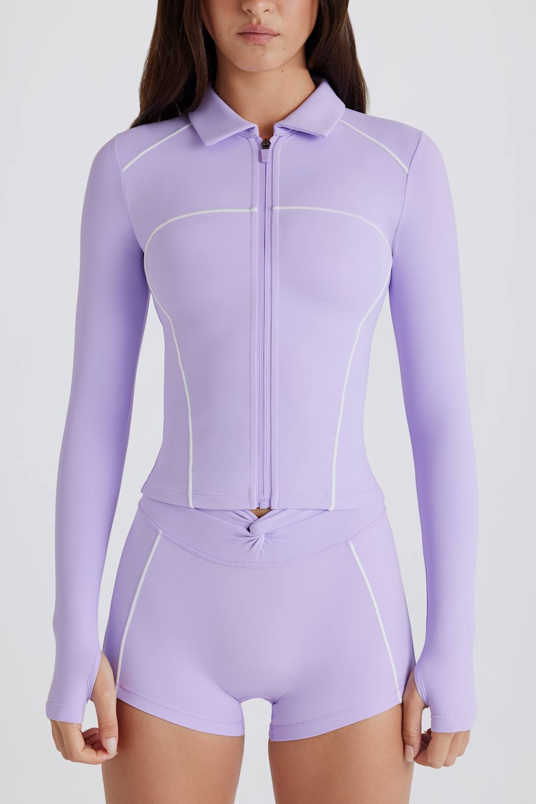 Soft Active Contrast Zip-Up Jacket in Lemon