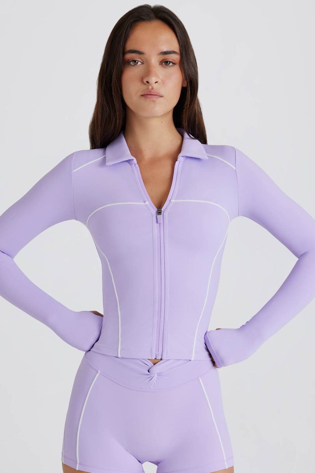 Soft Active Contrast Zip-Up Jacket in Lemon